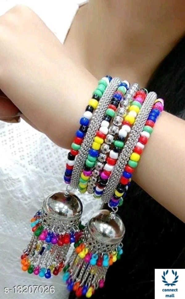 Samridhi DC Multicolor  Artificial Beads Adjustable  Bracelet Bangles - Adjustable, Goden, Artificial Beads, Bangle Style